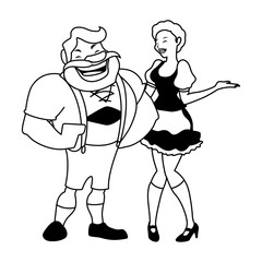 silhouette of couple with german traditional dress