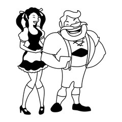 silhouette of couple with german traditional dress