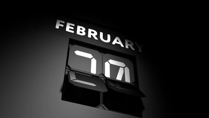 February 20 date. digital calendar change to February 20 animation