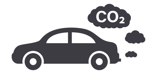 Car CO2 clouds symbol traffic exhaust pollution icon