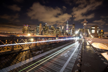 Fototapeta na wymiar Night over Brooklyn bridge in New York