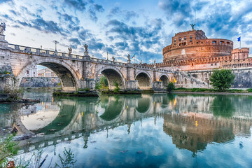 View of Castel Sant'Angelo fortress and bridge, Rome, Italy