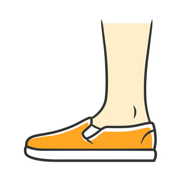 orange slip-on shoe foot side view clip art preview