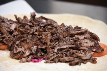 meat shawarma in lafa bread
