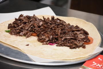 meat shawarma in lafa bread