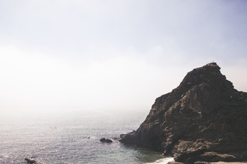 Fog. Foggy day. Mediterranean sea, Andalusia, Spain.