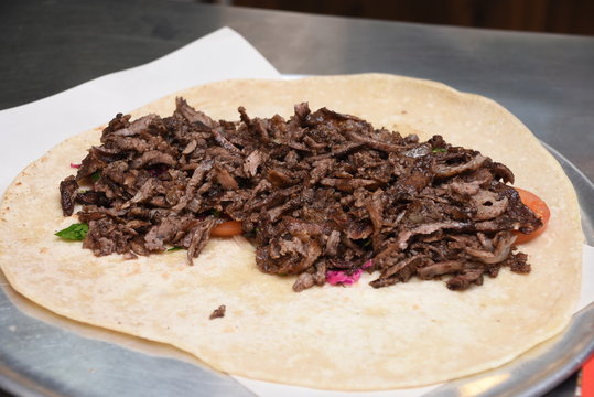meat shawarma in lafa bread
