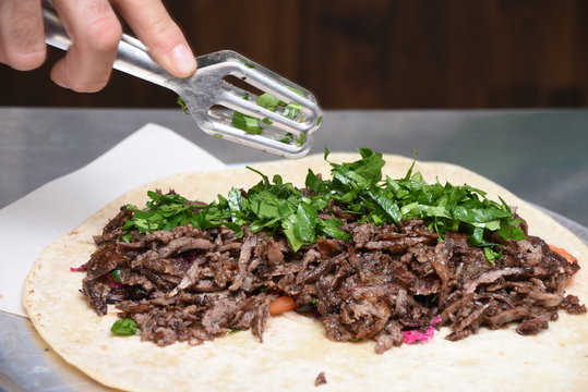 meat shawarma in lafa bread