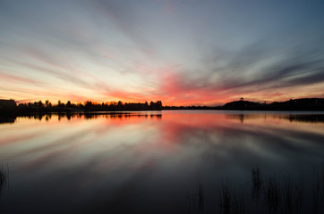Fototapeta premium spectacular sunset in a lagoon