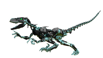 Fototapeta premium velociraptor robot doing a fast run