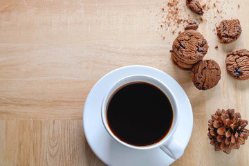 Coffee cup and cookies