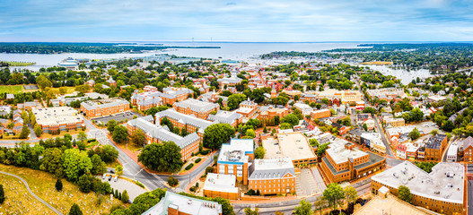 Aerial panorama of Annapolis, Maryland early in the morning. Annapolis is the capital of the U.S....