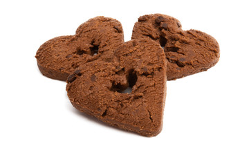 chocolate hearts cookies isolated