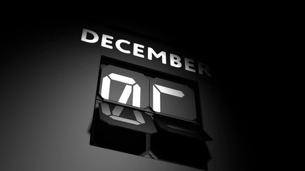 December 5 date. digital calendar change to December 5 animation