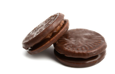 chocolate sandwich cookies isolated