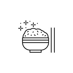 Rice, plate, chopsticks icon. Element of Food and Drink icon. Thin line icon