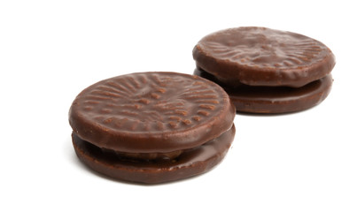 chocolate sandwich cookies isolated