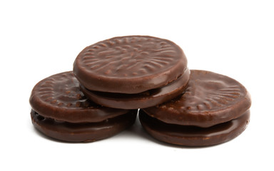 chocolate sandwich cookies isolated