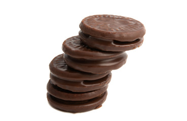 chocolate sandwich cookies isolated