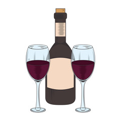 wine bottle and glasses design