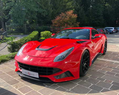 Velden, Austria, 14 August 2019 - Ferrari F12 Berlinetta in Rosso Corsa Red