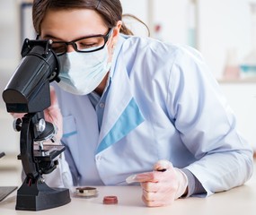 Lab chemist checking beauty and make-up products