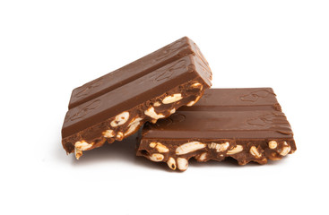 chocolate with popped rice isolated