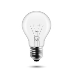 Vector 3d Realistic Off Light Bulb Icon Closeup Isolated on White Background. Design Template, Clipart. Glowing Incandescent Filament Lamps. Creativity Idea, Business Innovation Concept