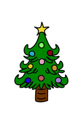 Holiday tree with balls postcard