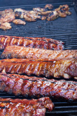 Grilling ribs bbq 