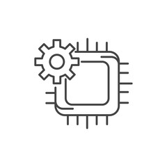 gear electronic circuit technology icon line design