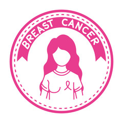 breast cancer campaign ribbon with woman