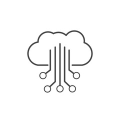 cloud computing electronic circuit technology icon line design