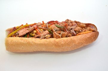 baguette sandwich with chicken meat