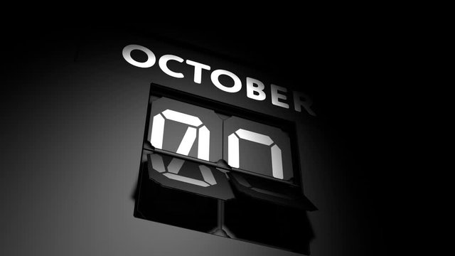 October 8 date. digital calendar change to October 8 animation