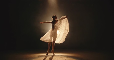 Cool female ballet dancer showing an artpiece on stage, doing different moves - arts, way to success concept 4k footage - Powered by Adobe