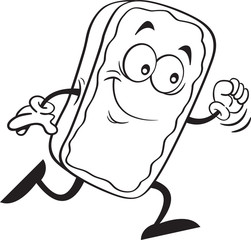 Obraz premium Black and white illustration of a happy chocolate eclair running.