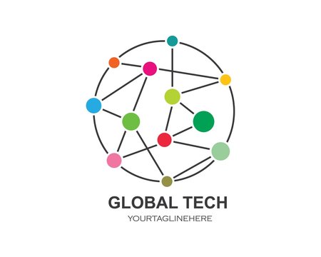 global technology logo icon vector illustration design