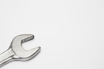 Steel wrench on  white background