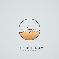 Elegant Initial Letter AM Logo With Circle.
