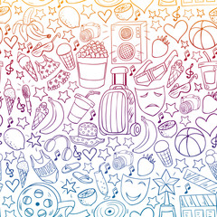 Set of vector patterns and icons for beauty and shopping. Icons for beauty, shopping, fashion, shopping mall, strip mall. Sale, discount.