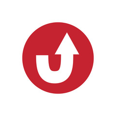 icon of u turn arrow traffic in color circle