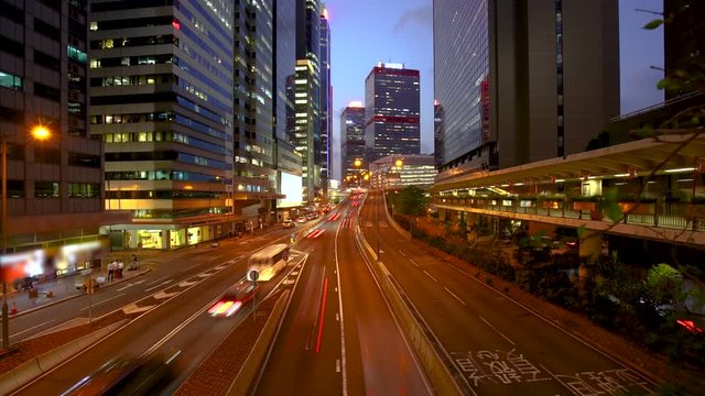 Timelapse of Hong Kong Central District at evening
