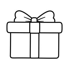 wrapped gift box decoration merry christmas line style