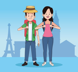 Cartoon Tourists and world travel design