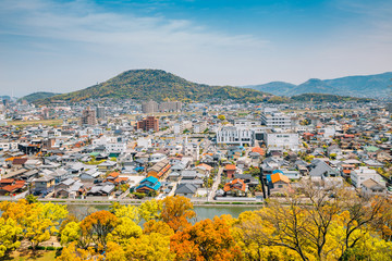 Fototapeta premium Marugame cityscape from Marugame castle in Kagawa, Japan