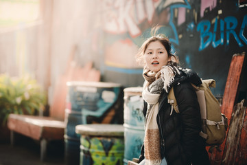 Asian travel woman portrait in Wellington, New Zealand