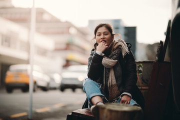 Asian travel woman portrait in Wellington, New Zealand