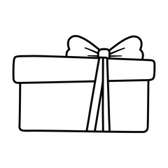 wrapped gift box decoration merry christmas line style