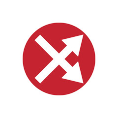 icon of crossed arrow in color circle